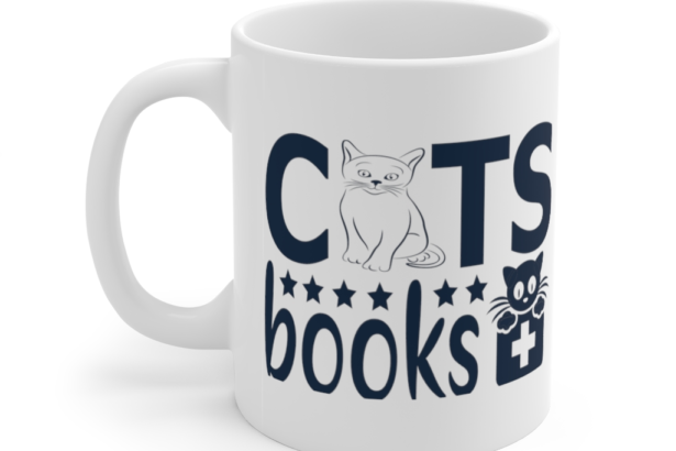 Cats + Books – White 11oz Ceramic Coffee Mug