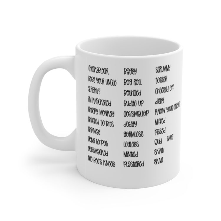 [Printed in USA] British Words - White 11oz Ceramic Coffee Mug